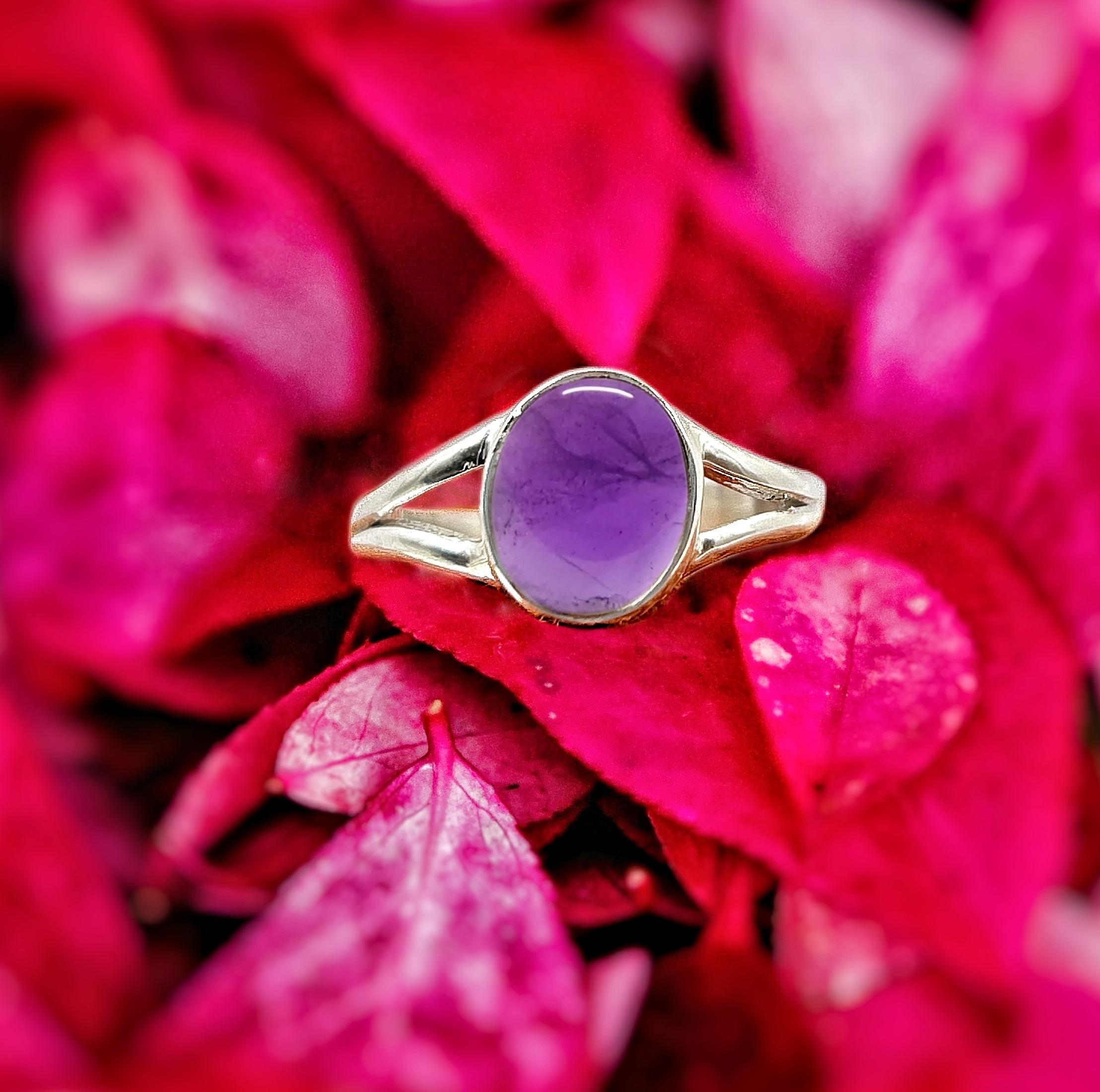 Натуральный драгоценный камень аметист с регулируемым кольцом из твердого серебра 925 пробы, подарок на день рождения для мамы, подарки на годовщину для жены.