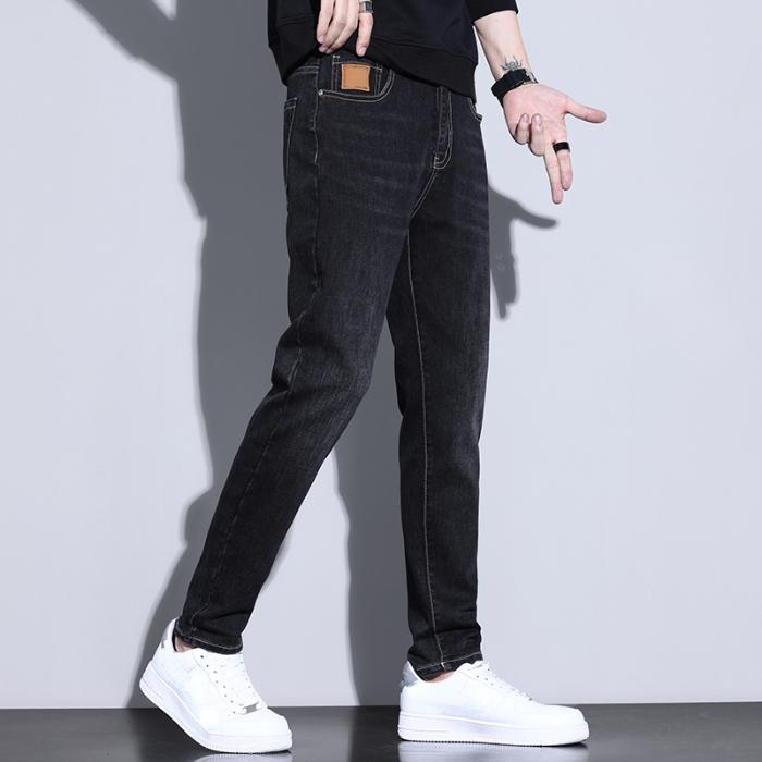DIMANAF 2023 Плюс Размер Осенние Джинсы Длинные Брюки Синие Мужчины Эластичный Талия Свободный Дизайн Винтаж Повседневная Высокая Талия Базовый Стиль Модные Мужские Брюки