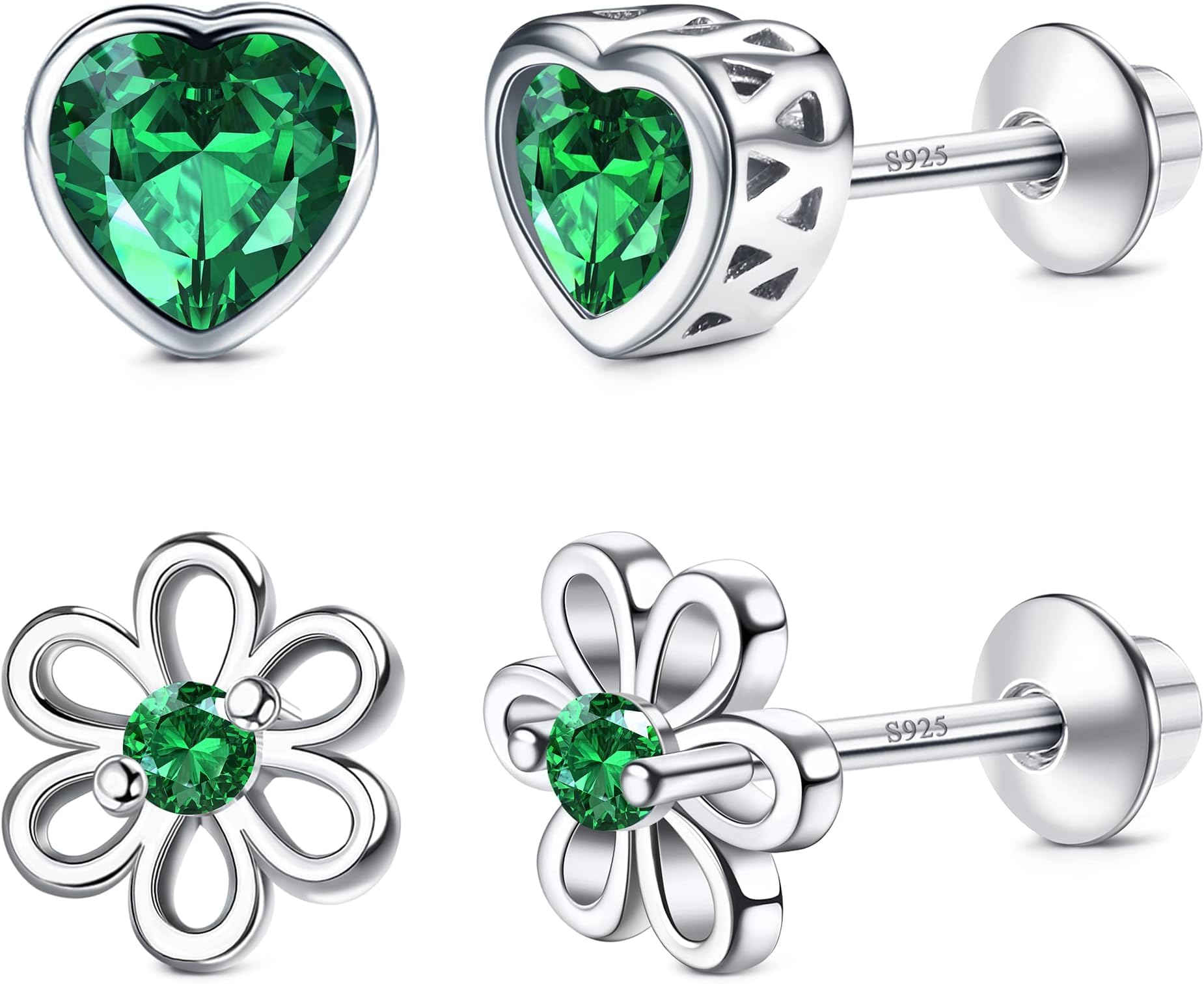 2 Pairs of Silver 925 Screw Back Earring Stud Tragus Cartilage Piercing Center Flower CZ Screw for Women Jewelry
2 Pairs of Silver 925 Screw Back Earring Stud Tragus Cartilage Piercing Center Flower CZ Screw for Women Jewelry