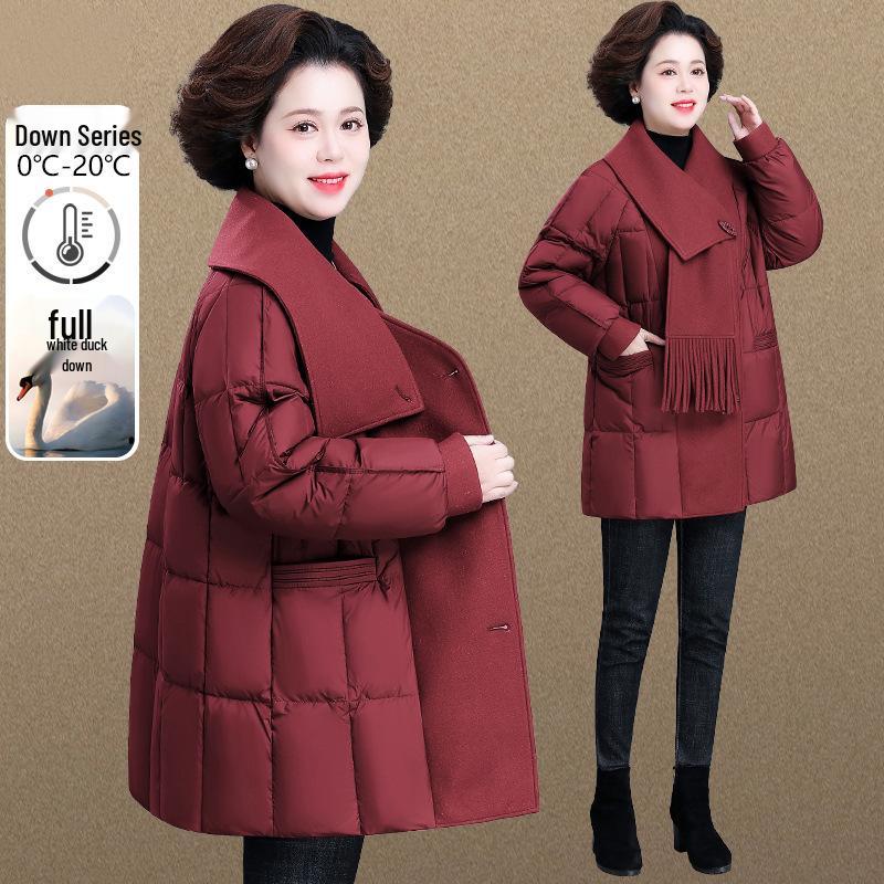 2025 Mid-Length Scarf Collar Plus Size Down Jacket – Warm Winter Coat for Moms 2XL (recommended for 60-72.5 kg)
2025 Mid-Length Scarf Collar Plus Size Down Jacket – Warm Winter Coat for Moms 2XL (recommended for 60-72.5 kg)