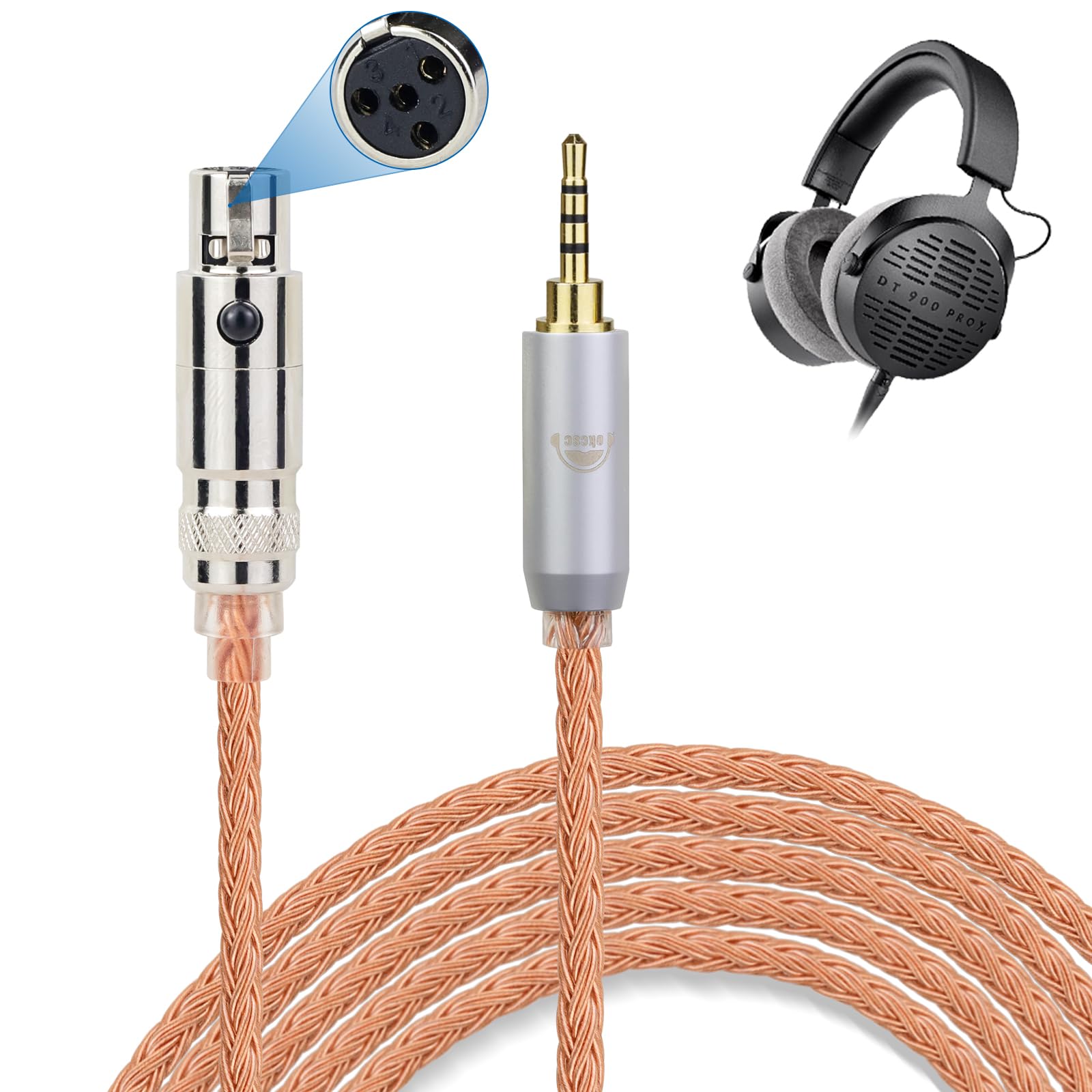okcsc ZT16 Headphone Cable K371BT Connector Replacement Cable for 16 Cores Pure Copper Compatible with Length XLR-4Pin Earphones/Headphones
okcsc ZT16 Headphone Cable K371BT Connector Replacement Cable for 16 Cores Pure Copper Compatible with Length XLR-4Pin Earphones/Headphones