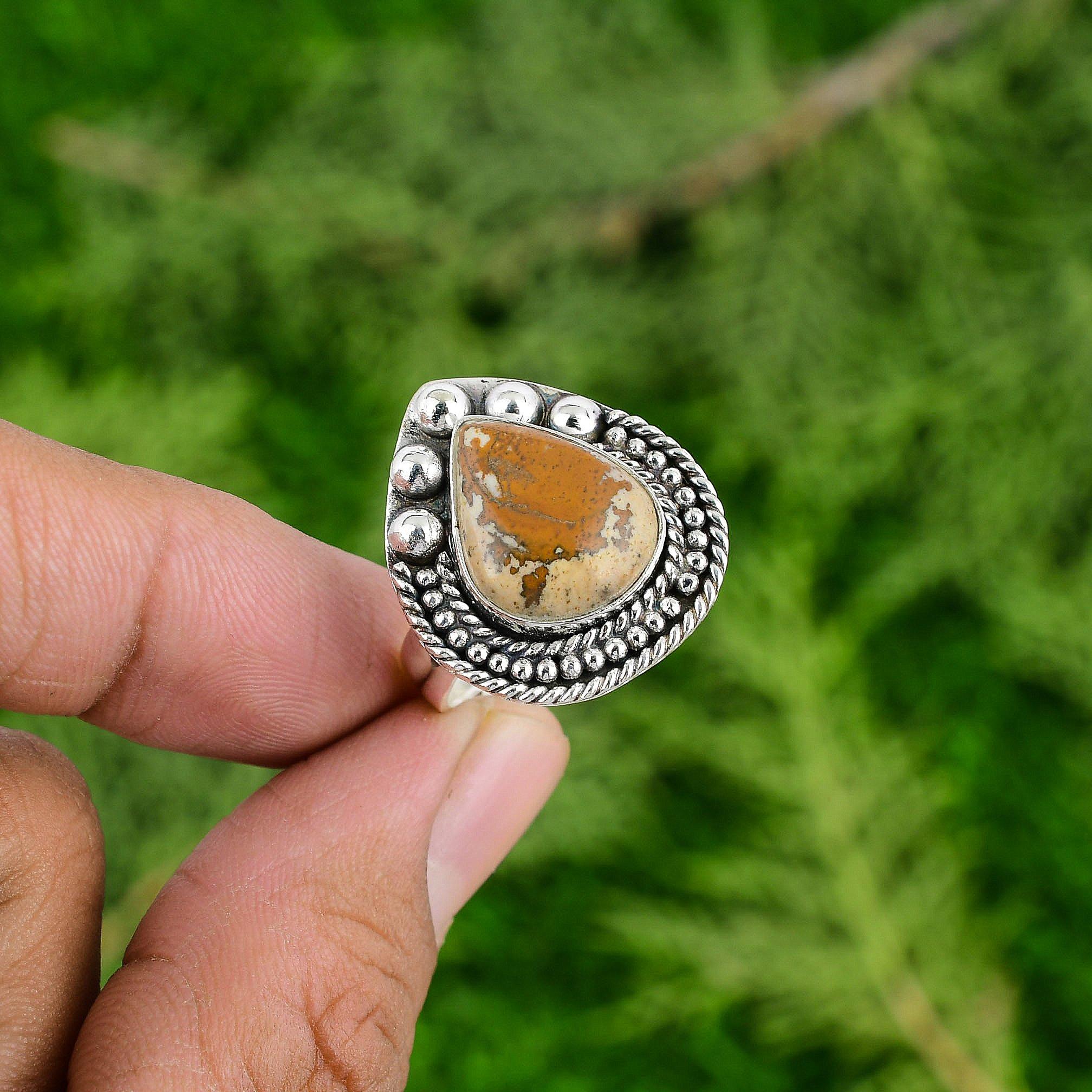 Pear Picture Jasper Gemstone Statement Birthday Mother Boho Ring Sterling Silver Adjustable
Pear Picture Jasper Gemstone Statement Birthday Mother Boho Ring Sterling Silver Adjustable