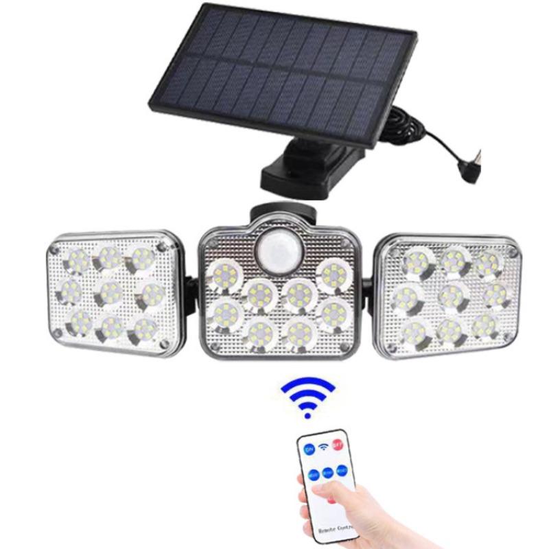 138LED солнечный светильник, уличный 3-головный датчик движения, 270, широкоугольное освещение, водонепроницаемый пульт дистанционного управления, настенный светильник, садовый прожектор
138LED солнечный светильник, уличный 3-головный датчик движения, 270, широкоугольное освещение, водонепроницаемый пульт дистанционного управления, настенный светильник, садовый прожектор
