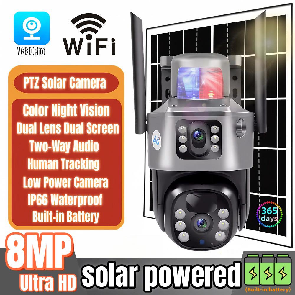 Dual Lens Solar 4G IP 8MP 4K Wireless Surveillance Camera WiFi for Smart Home Night Vision with People Detection CCTV WIFI CCTV no card
Dual Lens Solar 4G IP 8MP 4K Wireless Surveillance Camera WiFi for Smart Home Night Vision with People Detection CCTV WIFI CCTV no card