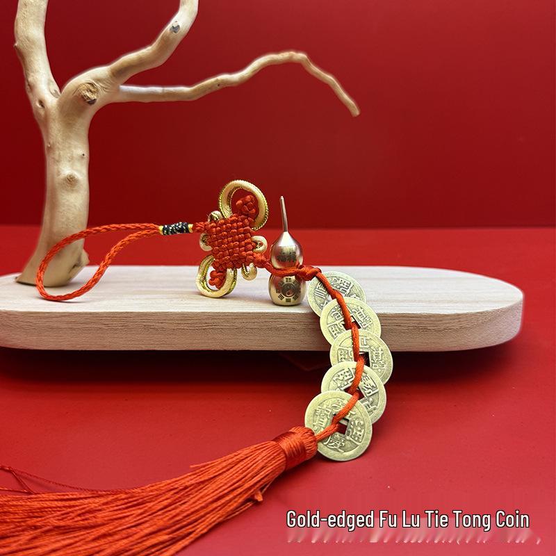 Gold Thread Engraved Copper Gourd with Five Emperors Coins - Entrance Door Hanging Ornament
Gold Thread Engraved Copper Gourd with Five Emperors Coins - Entrance Door Hanging Ornament