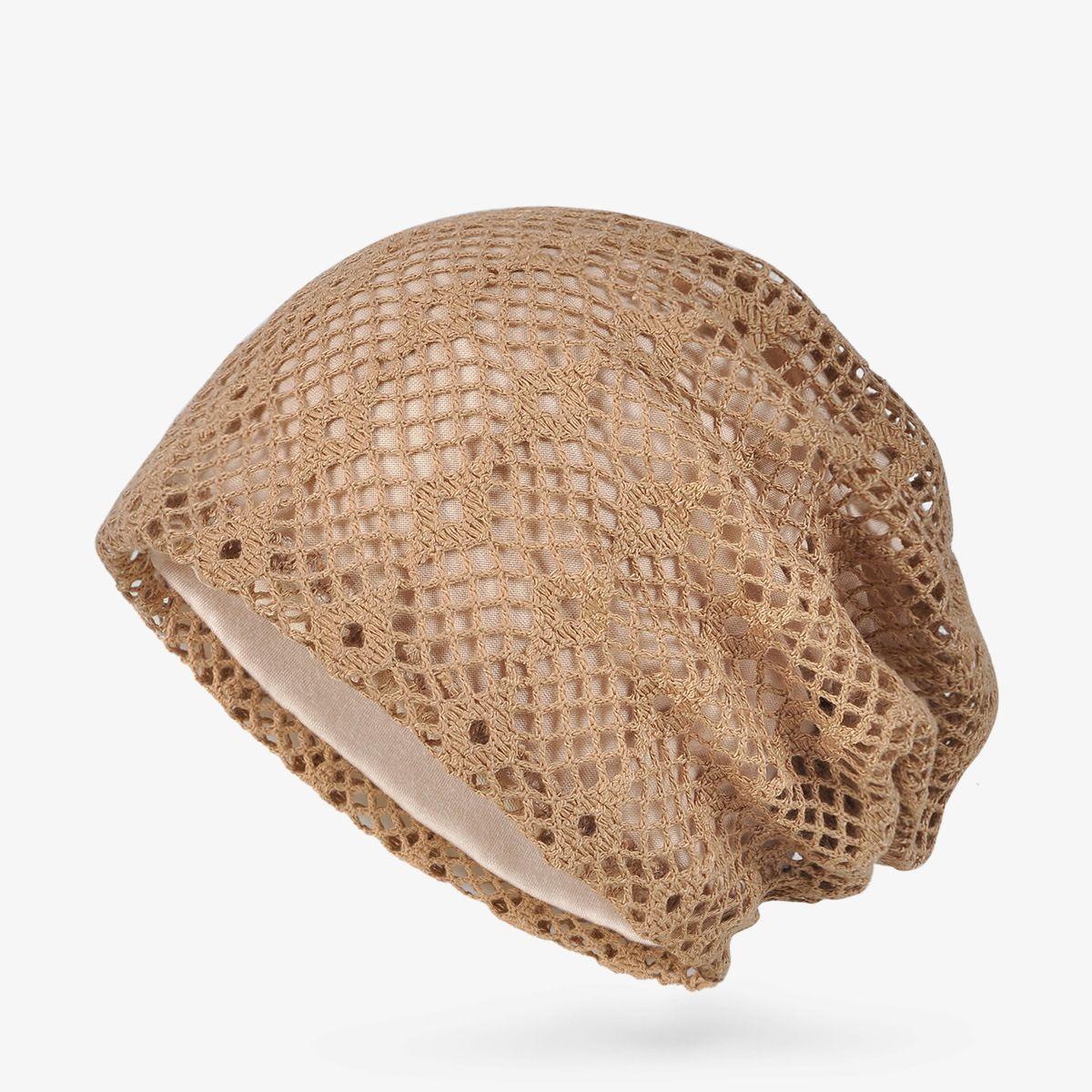Женская летняя шапка-бини в корейском и японском стиле, ретро, сетчатая, ажурная, дышащая, для большого обхвата головы, с эффектом похудения лица, повязка на голову для маленькой головы