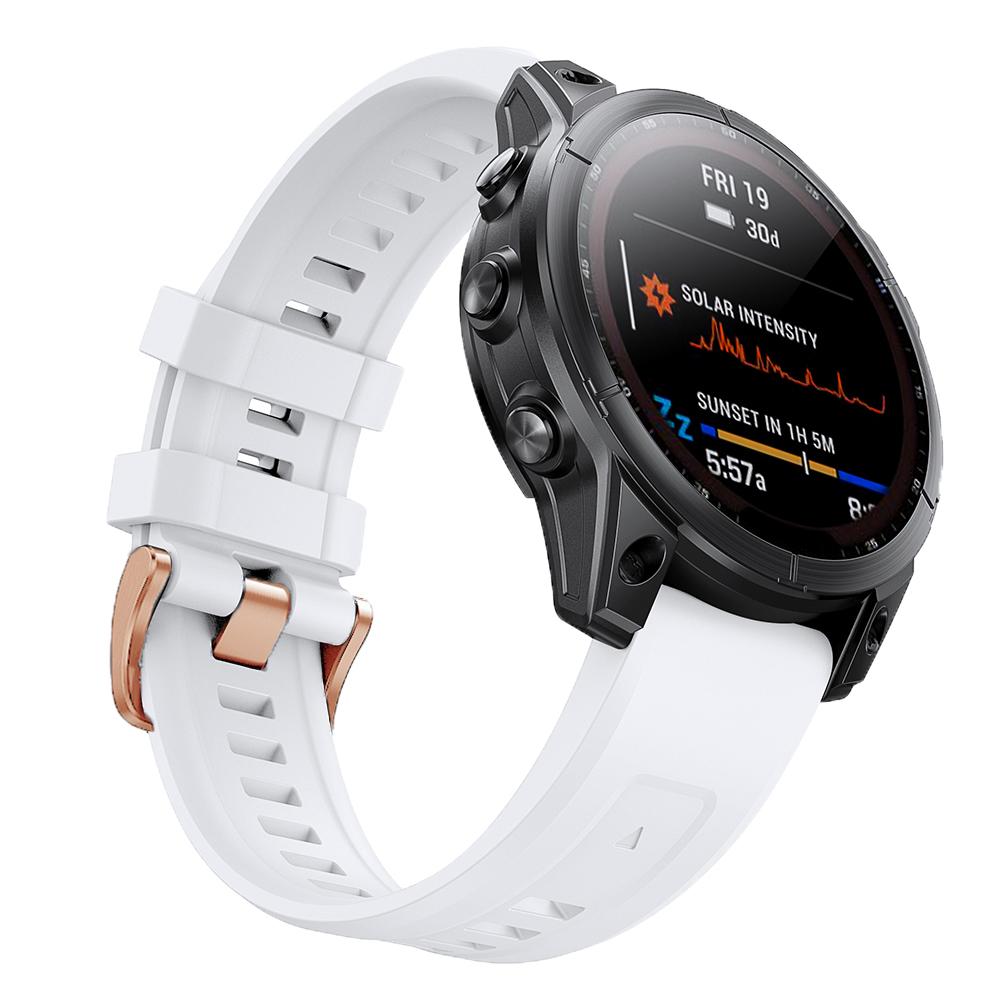 For Garmin Fenix 7S Quick Release Soft Silicone Watch Band Replacement Wrist Strap with Rose Gold Buckle White
For Garmin Fenix 7S Quick Release Soft Silicone Watch Band Replacement Wrist Strap with Rose Gold Buckle White