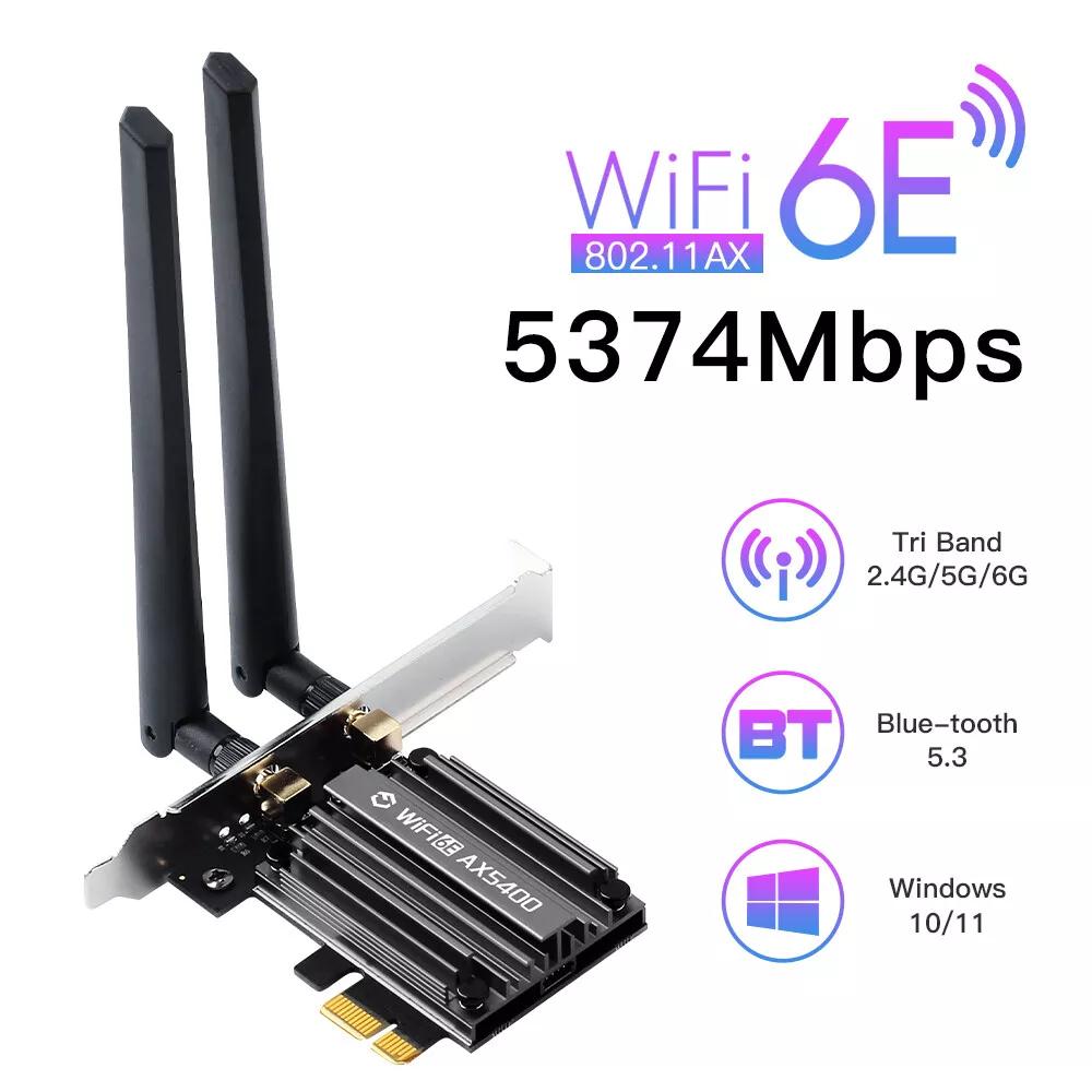 WiFi 6E PCIe Карта MT7922 - 5400 Мбіт/с Трьохдіапазонна 6 ГГц/5 ГГц/2,4 ГГц, BT5.3 для Настільного ПК
WiFi 6E PCIe Карта MT7922 - 5400 Мбіт/с Трьохдіапазонна 6 ГГц/5 ГГц/2,4 ГГц, BT5.3 для Настільного ПК