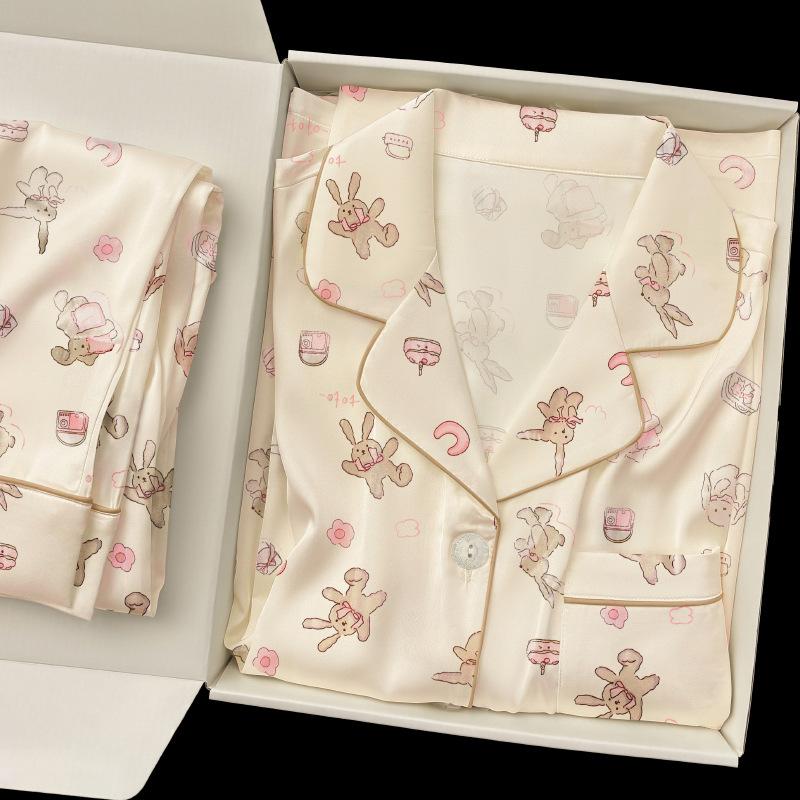 Весенне-осенняя модная пижама с лацканами, кремовая, с принтом кукольного кролика, с длинными рукавами и брюками, комплект из двух предметов, реальное фото 2XL
Весенне-осенняя модная пижама с лацканами, кремовая, с принтом кукольного кролика, с длинными рукавами и брюками, комплект из двух предметов, реальное фото 2XL