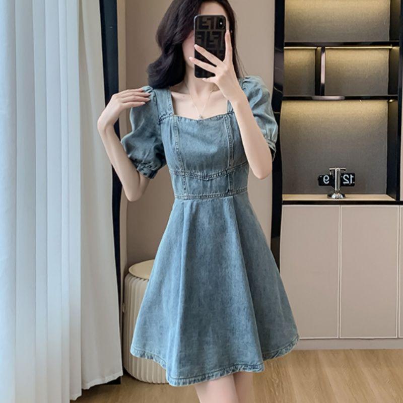 Women s French Retro Puff Sleeve Denim A-Line Dress - Summer Square Neck, Waist-Cinched 2XL (126-138 jin)
Women s French Retro Puff Sleeve Denim A-Line Dress - Summer Square Neck, Waist-Cinched 2XL (126-138 jin)