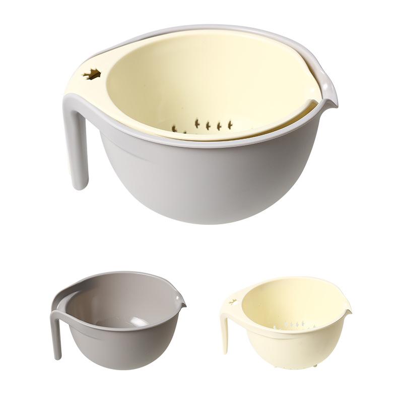 Многофункциональная корзина для сушки овощей, бытовая кухонная, большая емкость, двухслойная, утолщенная, пластиковая, для мытья овощей, синяя, для фруктов