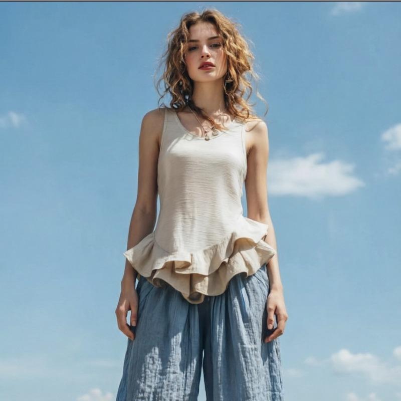 women ruffle hem tank top sleeveless round neck casual solid color flowy peplum blouse S білий
women ruffle hem tank top sleeveless round neck casual solid color flowy peplum blouse S білий