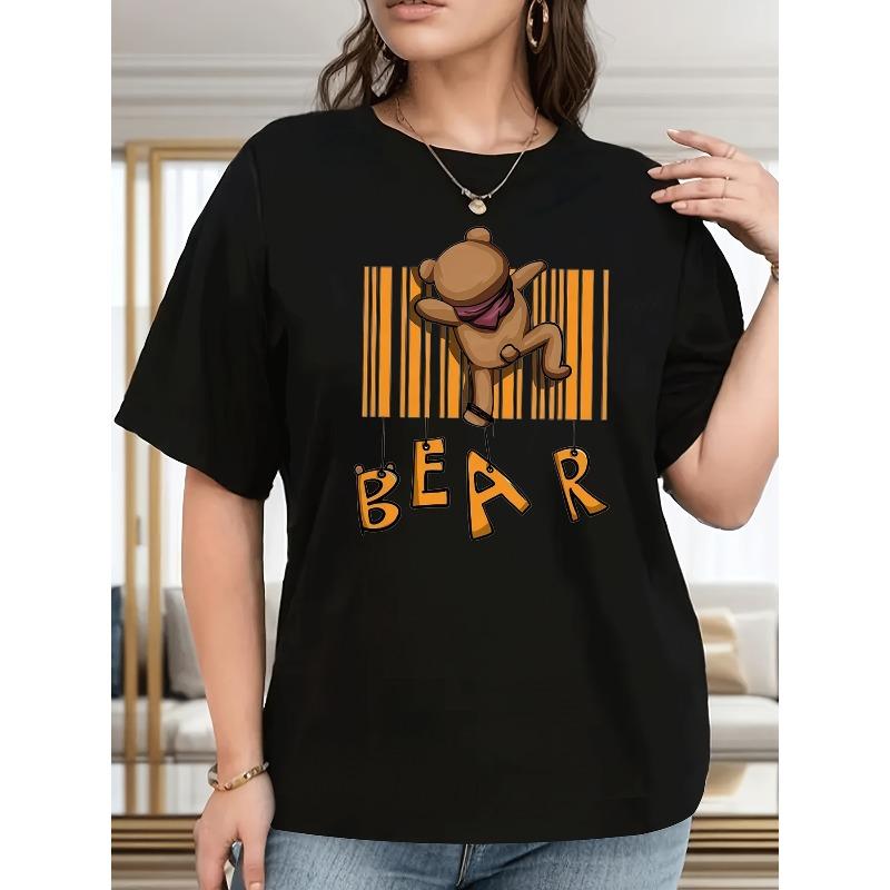 Plus Size, Women s Plus Size Oversized Casual T-Shirt - Cute Dancing Bear & Barcode Print with BEAR Graphic, Black & Orange Quirky Style, 4XL чорний
Plus Size, Women s Plus Size Oversized Casual T-Shirt - Cute Dancing Bear & Barcode Print with BEAR Graphic, Black & Orange Quirky Style, 4XL чорний