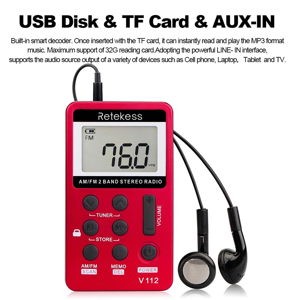 Retekess V-112 Портативный AM/FM стерео радио карманный 2-диапазонный цифровой тюнинг радио мини-приемник
Retekess V-112 Портативный AM/FM стерео радио карманный 2-диапазонный цифровой тюнинг радио мини-приемник