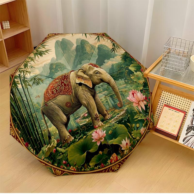 Elephant Flower Printed umbrella windproof folding umbrella portable sun and rain umbrella suitable for gifting
Elephant Flower Printed umbrella windproof folding umbrella portable sun and rain umbrella suitable for gifting