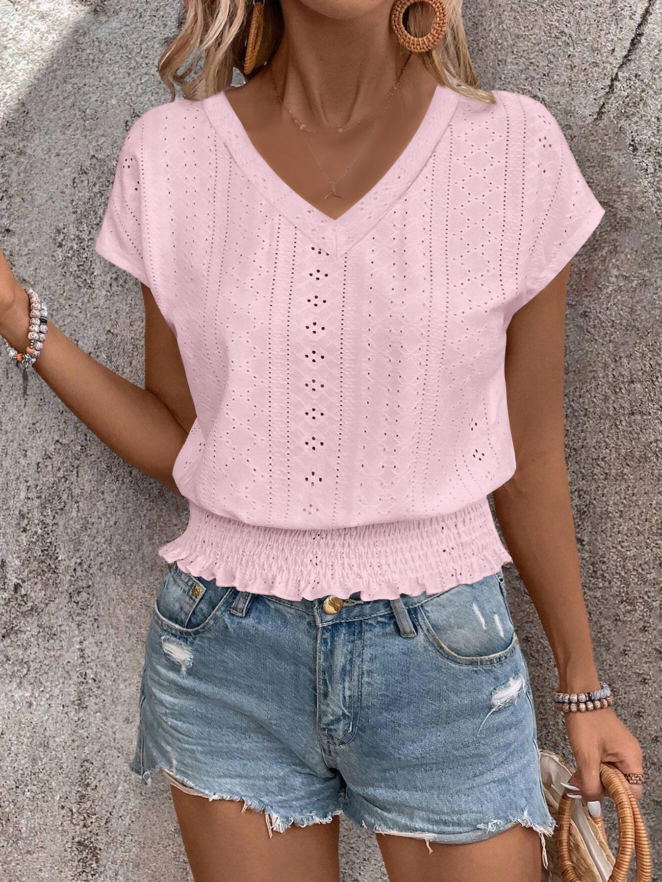 2026 Spring/Summer V-Neck Jacquard Cutout Ruched Short-Sleeve Women s Casual Fashion Top XXL рожевий
2026 Spring/Summer V-Neck Jacquard Cutout Ruched Short-Sleeve Women s Casual Fashion Top XXL рожевий