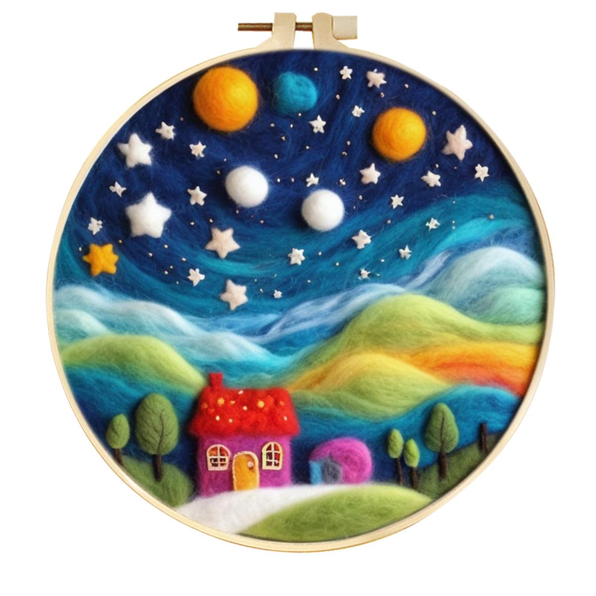 Needle Wool Felting Package starry Sky Landscape Picture 20x20cm Frame Needle Wool Felt Painting Kit For Home Decors Diy Gift
Needle Wool Felting Package starry Sky Landscape Picture 20x20cm Frame Needle Wool Felt Painting Kit For Home Decors Diy Gift
