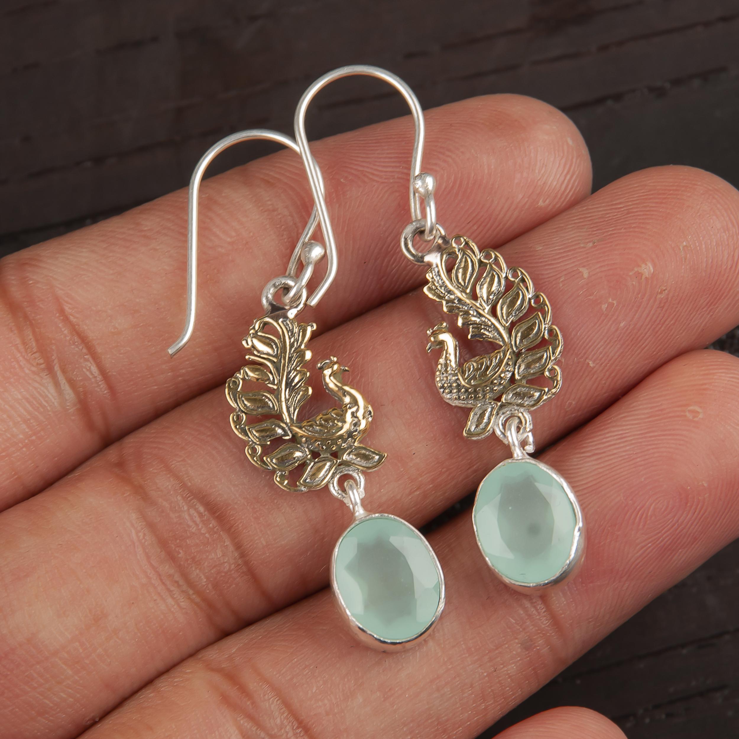 Aqua Chalcedony Handmade Gemstone Jewelry, 925 Solid Sterling Silver Earrings Unique Design Jewelry, For Women
Aqua Chalcedony Handmade Gemstone Jewelry, 925 Solid Sterling Silver Earrings Unique Design Jewelry, For Women