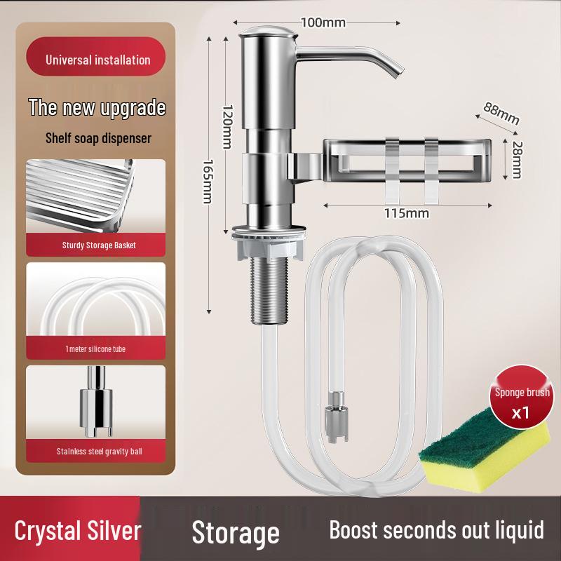 New Kitchen Dish Soap & Vegetable Washer: Liquid Dispenser with Storage Rack & Extension Tube
New Kitchen Dish Soap & Vegetable Washer: Liquid Dispenser with Storage Rack & Extension Tube