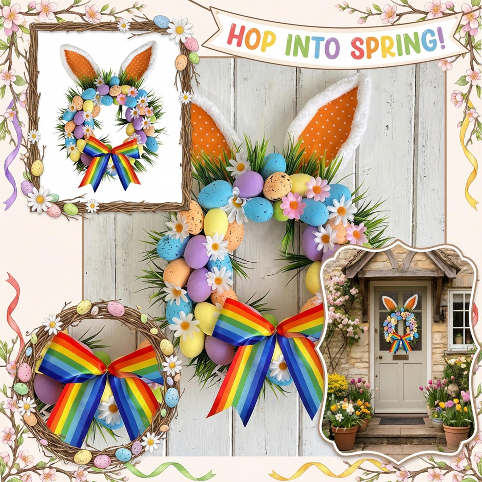 50cm Easter Decorative Wreath, Painted Eggs, Artificial Flower Vines, Door Hanging, Spring Scene Decoration Props One Size
50cm Easter Decorative Wreath, Painted Eggs, Artificial Flower Vines, Door Hanging, Spring Scene Decoration Props One Size