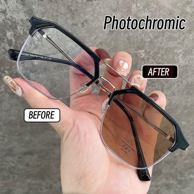 Color Changing Anti Blue Light Metal Double Beam Glasses Trendy Men s Retro Personalized Eyebrow Photochromic Myopia Eyeglasses
Color Changing Anti Blue Light Metal Double Beam Glasses Trendy Men s Retro Personalized Eyebrow Photochromic Myopia Eyeglasses