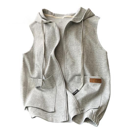 Undershirt with Cardigan Sleeveless Sweater with Hooded Plus Size Vest Lady s Spring and Autumn Models Sports and Leisure Solid Color Outside Wear S сірий
Undershirt with Cardigan Sleeveless Sweater with Hooded Plus Size Vest Lady s Spring and Autumn Models Sports and Leisure Solid Color Outside Wear S сірий