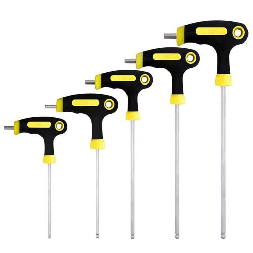YUENTOEN 5-Piece T-Handle Hex Wrench Set with Long Ball Point and Allen Wrenches, Sizes 2.5mm, 3mm, 4mm, 5mm, and 6mm, for Car, Machine, Bicycle, and
YUENTOEN 5-Piece T-Handle Hex Wrench Set with Long Ball Point and Allen Wrenches, Sizes 2.5mm, 3mm, 4mm, 5mm, and 6mm, for Car, Machine, Bicycle, and