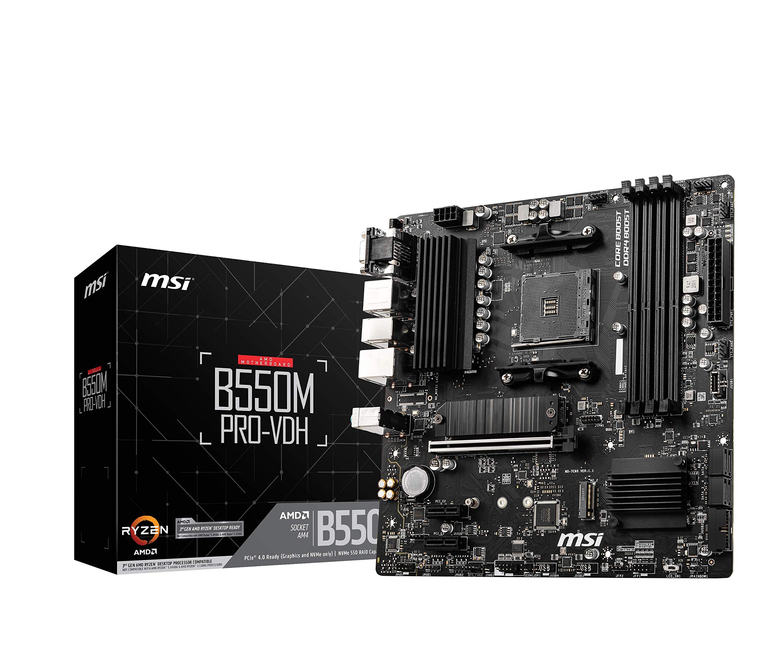 MSI B550M AMD Ryzen Series Processor Compatible Socket AM4 DDR4 Compatible Motherboard MB6468 PRO-VDH 5000/4000G/3000 PCIe4.0 Micro-ATX чорний
MSI B550M AMD Ryzen Series Processor Compatible Socket AM4 DDR4 Compatible Motherboard MB6468 PRO-VDH 5000/4000G/3000 PCIe4.0 Micro-ATX чорний