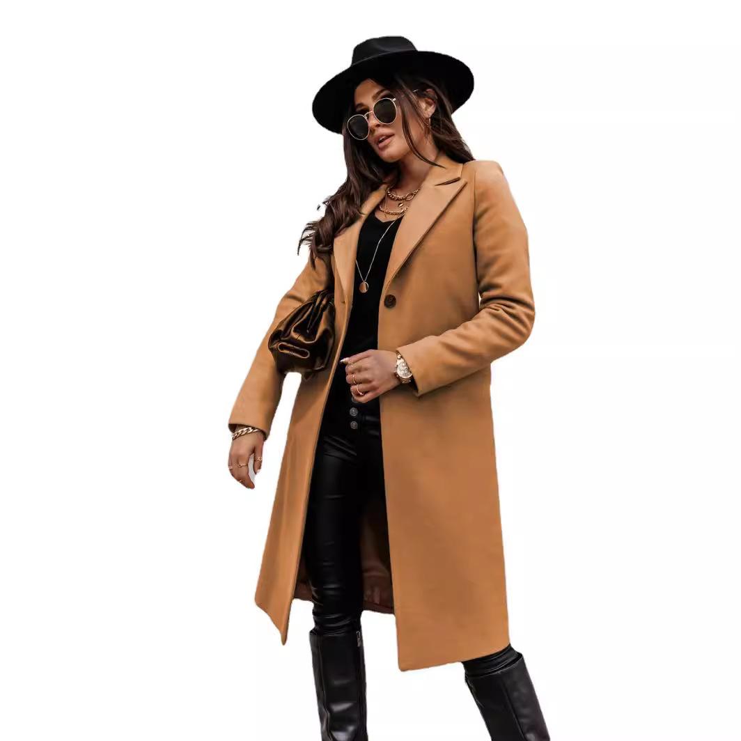 Осенне-зимнее однотонное шерстяное пальто с длинными рукавами и воротником, женская одежда S
Осенне-зимнее однотонное шерстяное пальто с длинными рукавами и воротником, женская одежда S