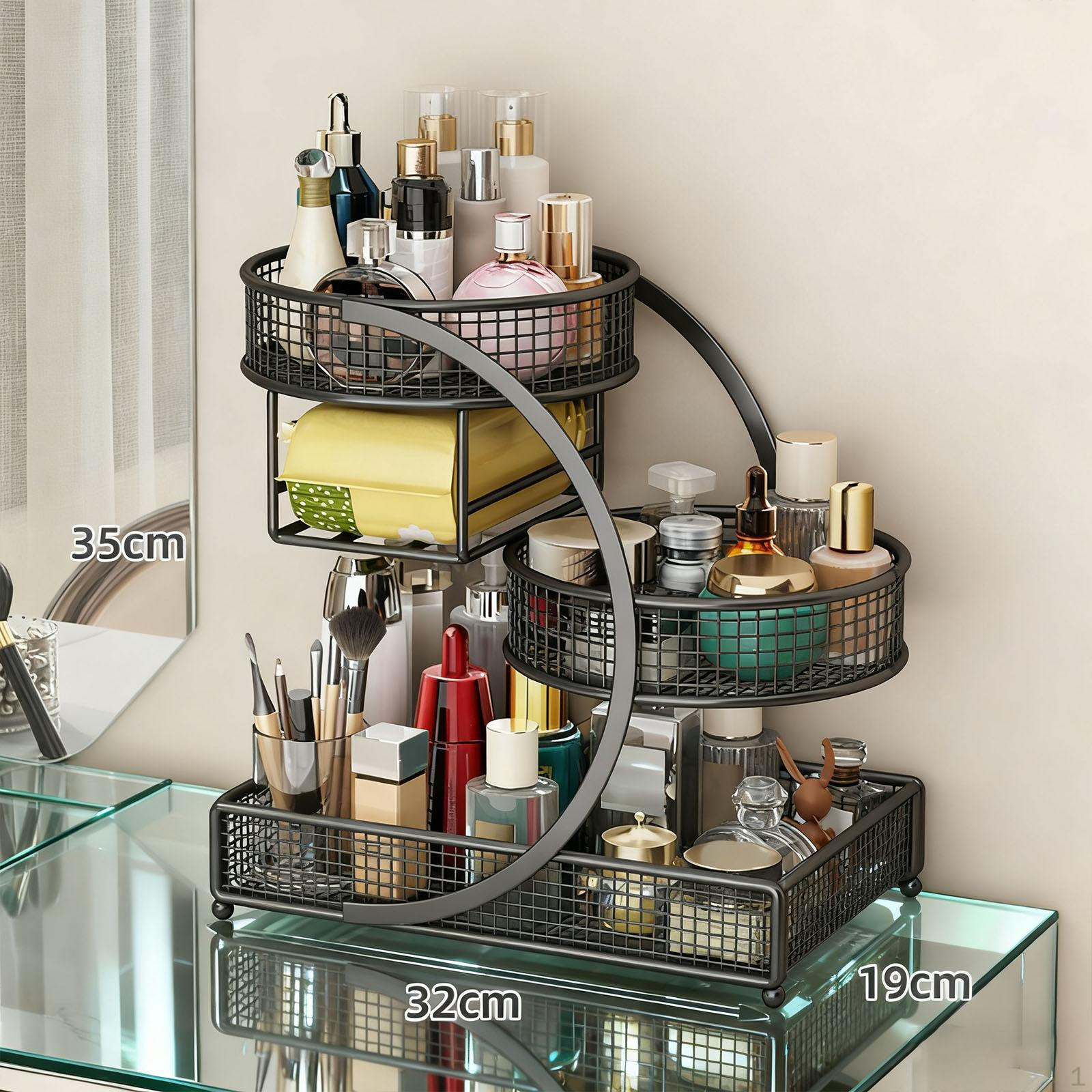 Bathroom Counter Organizer Metal Fruit Basket Perfume Skincare with Tissue Box Holder for чёрный
Bathroom Counter Organizer Metal Fruit Basket Perfume Skincare with Tissue Box Holder for чёрный