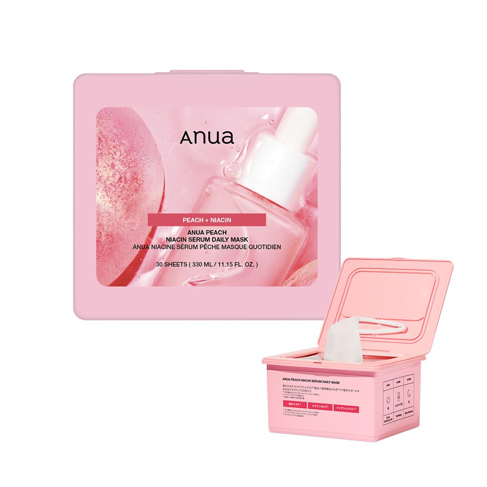 ANUA Peach Niacin Serum Daily Mask Pack 30 sheets Face Dewy Skin Hydration Moisture Texture Exfoliation Dry Combination Care
ANUA Peach Niacin Serum Daily Mask Pack 30 sheets Face Dewy Skin Hydration Moisture Texture Exfoliation Dry Combination Care