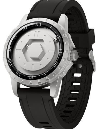 EUTOUR Men s Magnetic Watch, Stylish, Simple, Casual Quartz Watch with Magnetic Ball Design, 5ATM Water Resistance, 42mm Dial, Rubber Band, Silver
EUTOUR Men s Magnetic Watch, Stylish, Simple, Casual Quartz Watch with Magnetic Ball Design, 5ATM Water Resistance, 42mm Dial, Rubber Band, Silver