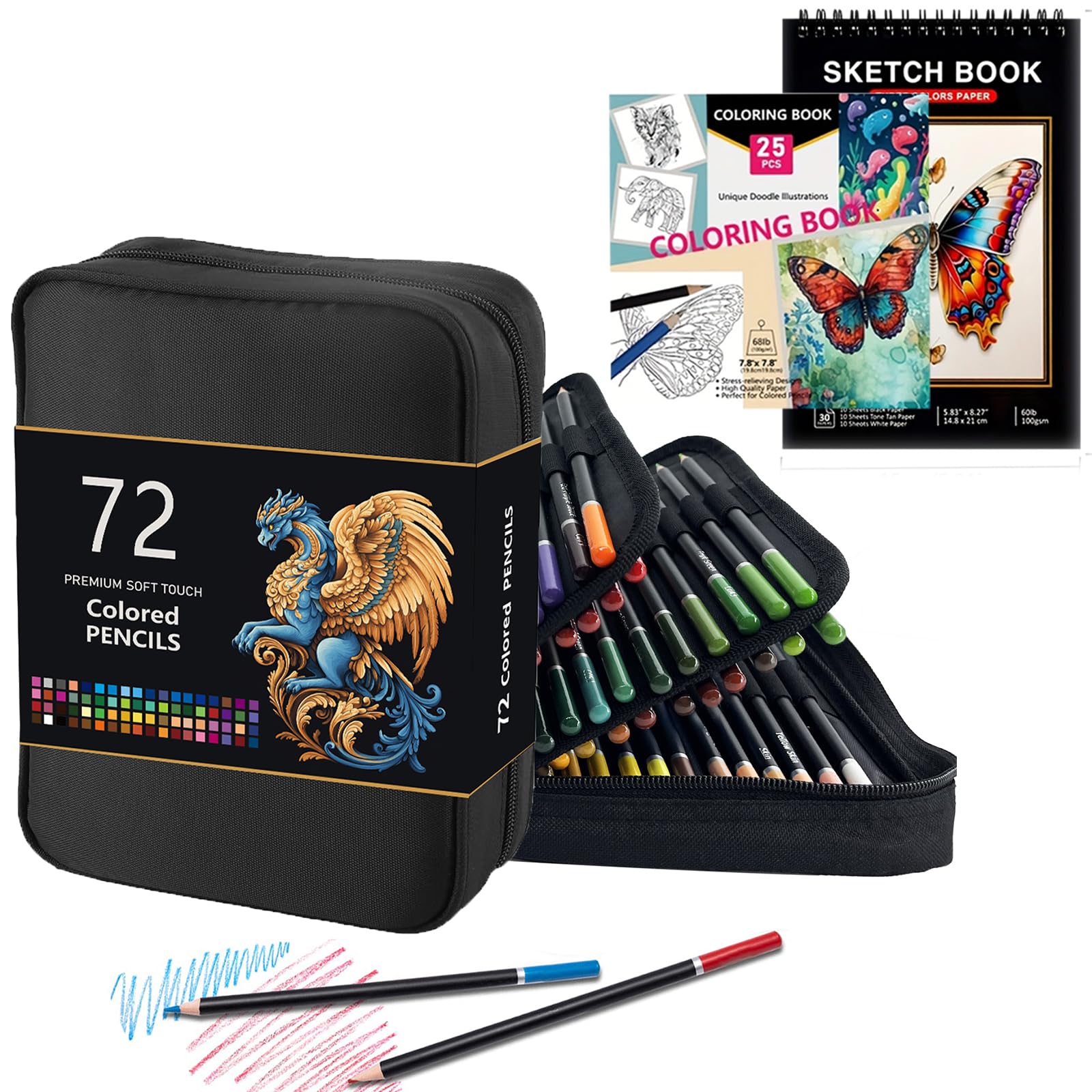 Pencil Set with Colored Professional Pencil Set for Adult Coloring Ideal for Coloring and Painting by and Artists Pouch 72-Color 3-Color Sketchbook,
Pencil Set with Colored Professional Pencil Set for Adult Coloring Ideal for Coloring and Painting by and Artists Pouch 72-Color 3-Color Sketchbook,