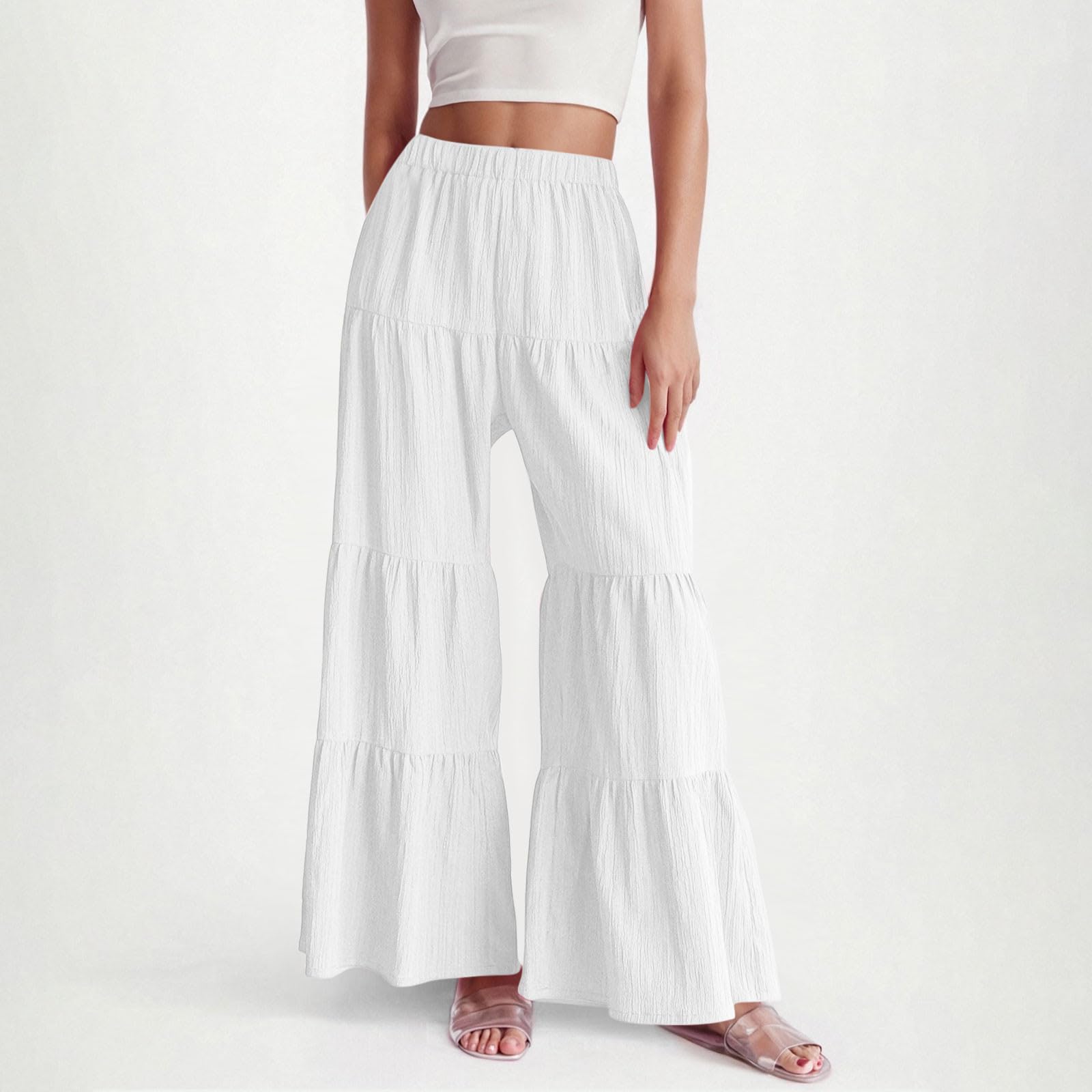 Women’s Wide Leg Tiered Palazzo Pants High Waist Elastic Waistband Lightweight Loose Fit Trousers for Casual Wear XL білий
Women’s Wide Leg Tiered Palazzo Pants High Waist Elastic Waistband Lightweight Loose Fit Trousers for Casual Wear XL білий