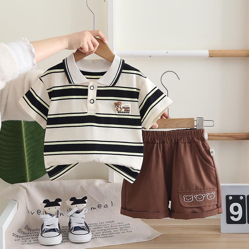 2025 Summer Boys Striped Cartoon Crew Neck Short Sleeve & Shorts Set - Casual Two-Piece for Baby Boys 120cm
2025 Summer Boys Striped Cartoon Crew Neck Short Sleeve & Shorts Set - Casual Two-Piece for Baby Boys 120cm