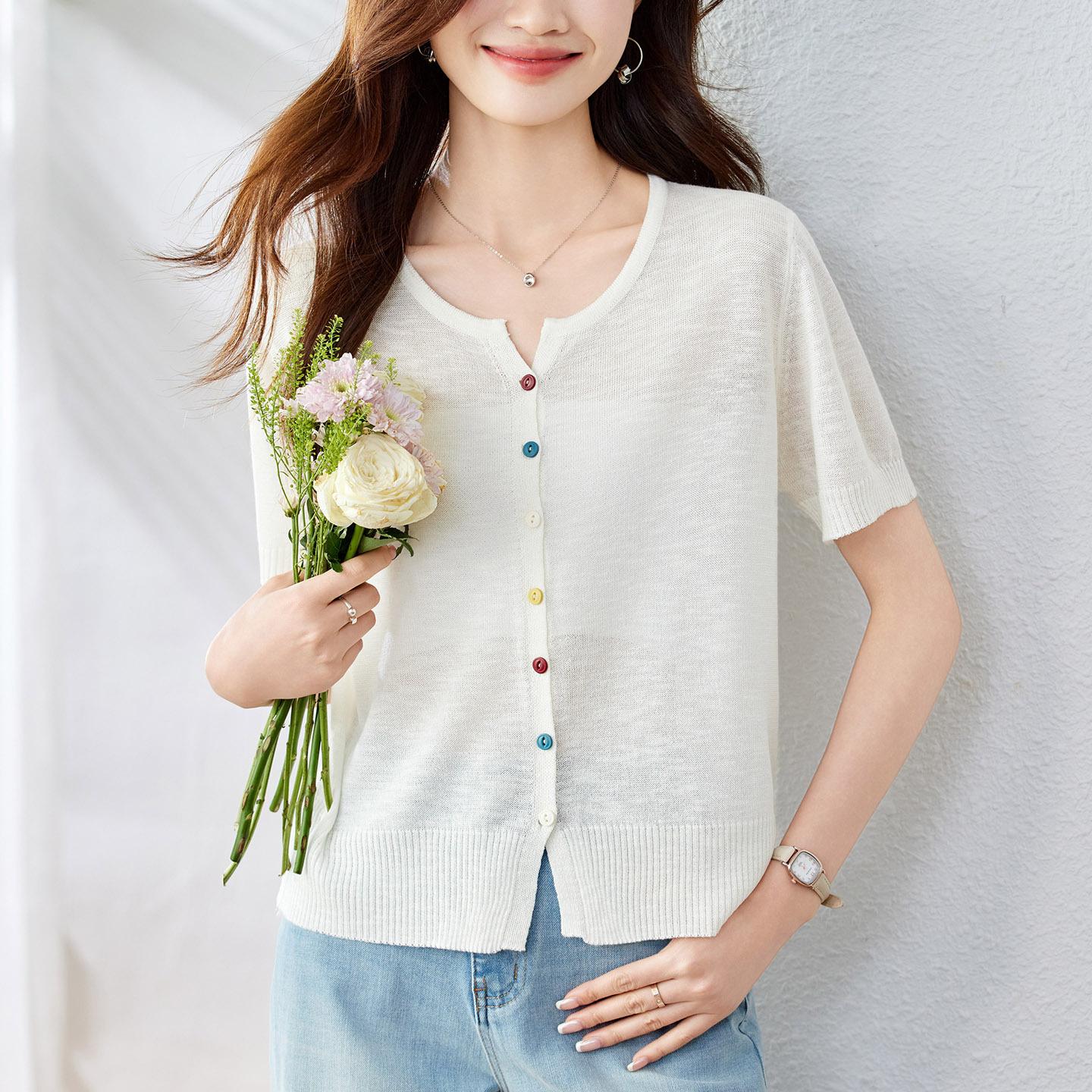 Summer Ice Silk Thin Knitted Cardigan for Women Wearing Short and Versatile Comfortable T-shirt Unique and Exquisite Top One size
Summer Ice Silk Thin Knitted Cardigan for Women Wearing Short and Versatile Comfortable T-shirt Unique and Exquisite Top One size