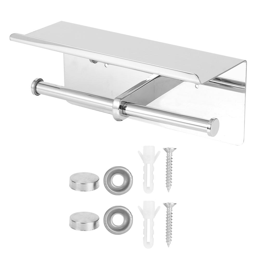 Stainless Steel Dual Rack Roll Paper Holder Toilet Paper Rack with Mobile Phone Storage Shelf
Stainless Steel Dual Rack Roll Paper Holder Toilet Paper Rack with Mobile Phone Storage Shelf