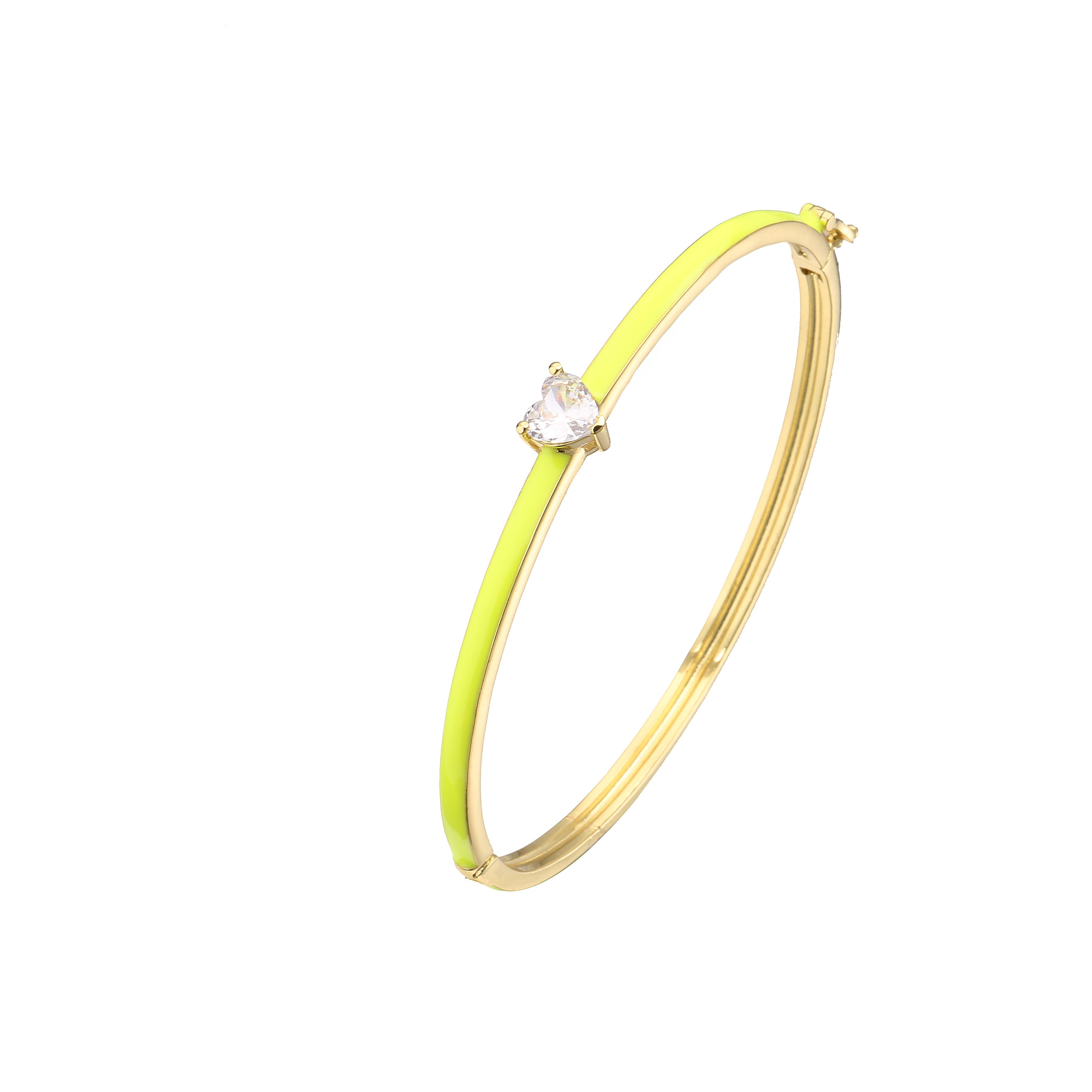 HECHENG, Love Heart Bangle Candy Bracelet for Women Rose Neon Green Enamel Bracelet, Gold Color Infinity Zircon wholesale 56-58mm жовтий
HECHENG, Love Heart Bangle Candy Bracelet for Women Rose Neon Green Enamel Bracelet, Gold Color Infinity Zircon wholesale 56-58mm жовтий