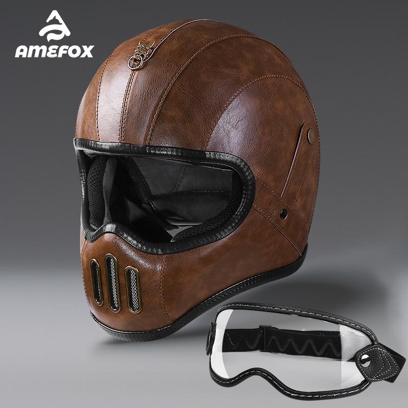 Retro FRP Ultra-Fiber Leather Full Cruiser Motorcycle Helmet (Unisex, Lightweight) Large (59-60cm head circumference)
Retro FRP Ultra-Fiber Leather Full Cruiser Motorcycle Helmet (Unisex, Lightweight) Large (59-60cm head circumference)