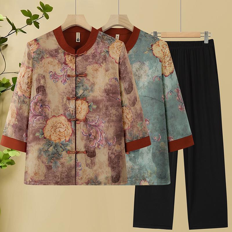 Grandma s Chinese Style Stand Collar Shirt & Casual Mid-Sleeve Top with Pants Set for Middle-Aged and Elderly Women XXL (110-125 Jin)
Grandma s Chinese Style Stand Collar Shirt & Casual Mid-Sleeve Top with Pants Set for Middle-Aged and Elderly Women XXL (110-125 Jin)