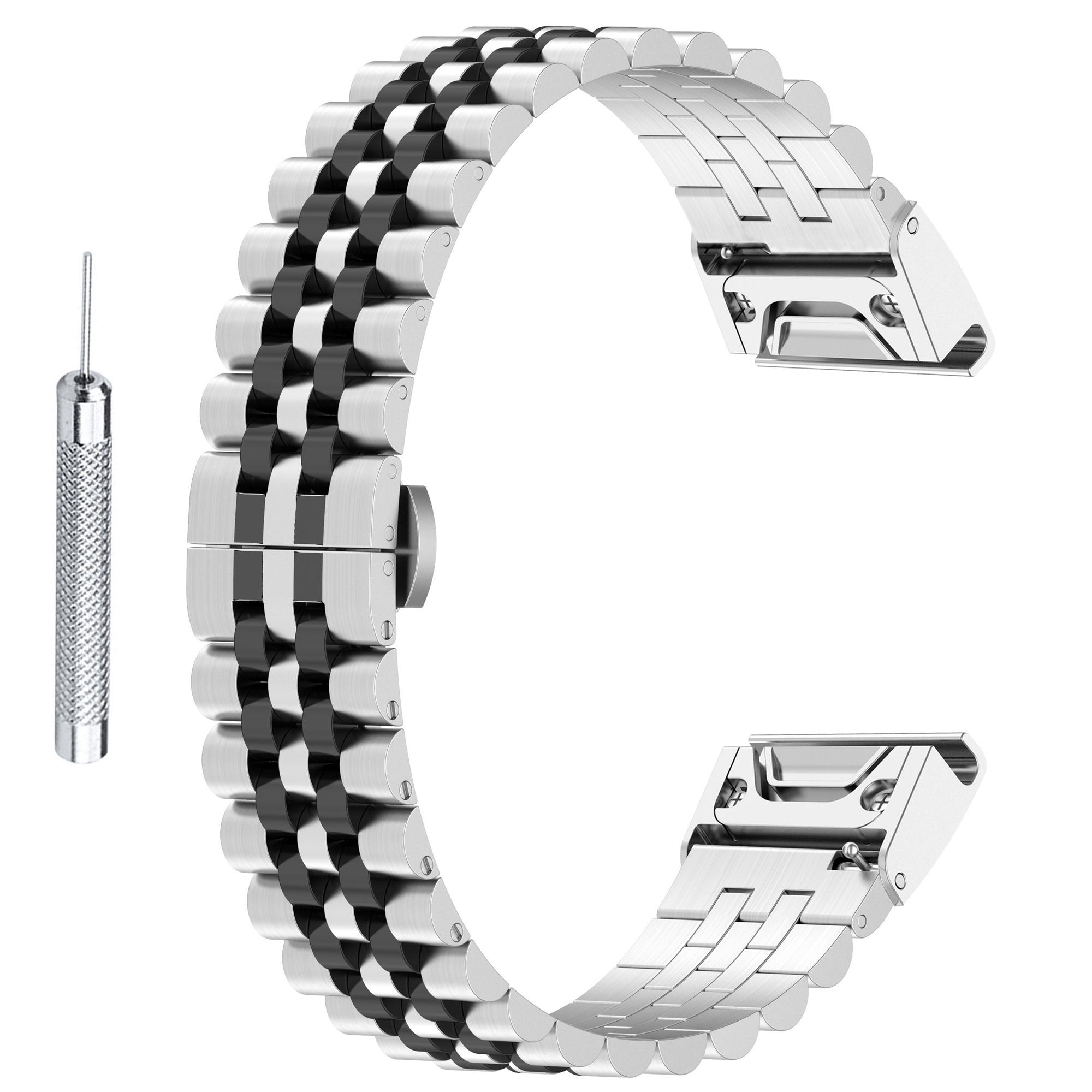 For Garmin Forerunner 570 47mm/Fenix 8 47mm/Fenix 7/Fenix 6 GPS/Fenix 5 Stainless Steel Watch Strap Replacement Watchband Silver/Black B
For Garmin Forerunner 570 47mm/Fenix 8 47mm/Fenix 7/Fenix 6 GPS/Fenix 5 Stainless Steel Watch Strap Replacement Watchband Silver/Black B