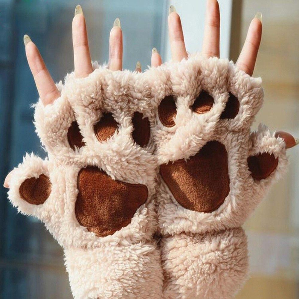 Girl HOT Mittens Multi-color Soft Cat Plush Claw Women Winter Fingerless Bear Paw Gloves колір темно кави 
Girl HOT Mittens Multi-color Soft Cat Plush Claw Women Winter Fingerless Bear Paw Gloves колір темно кави