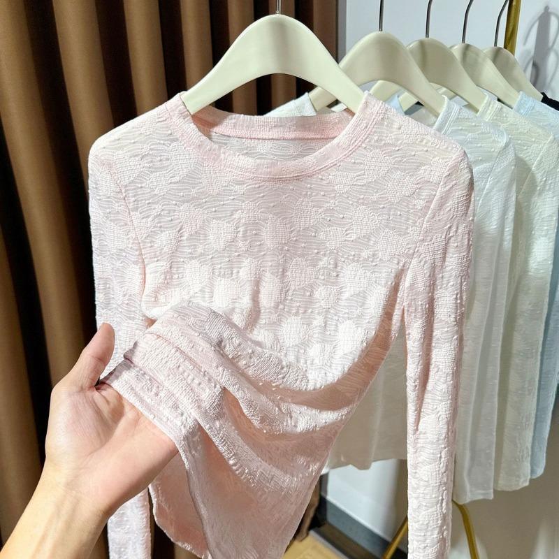 Жіноча базова сорочка з мереживом, довгий рукав, круглий виріз, порожнистий тонкий стиль, внутрішня марля, жакардова сітка з візерунком Серце , футболка, топ S рожевий
Жіноча базова сорочка з мереживом, довгий рукав, круглий виріз, порожнистий тонкий стиль, внутрішня марля, жакардова сітка з візерунком Серце , футболка, топ S рожевий