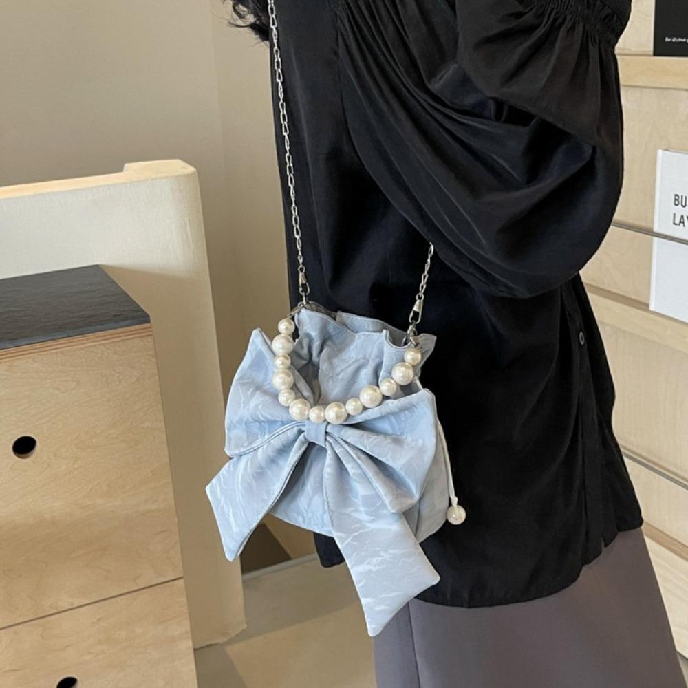 Sweet Drawstring Bucket Bag Pearl Chain Crossbody Bag Portable Big Bowknot Shoulder Bag Ladies бежевий
Sweet Drawstring Bucket Bag Pearl Chain Crossbody Bag Portable Big Bowknot Shoulder Bag Ladies бежевий