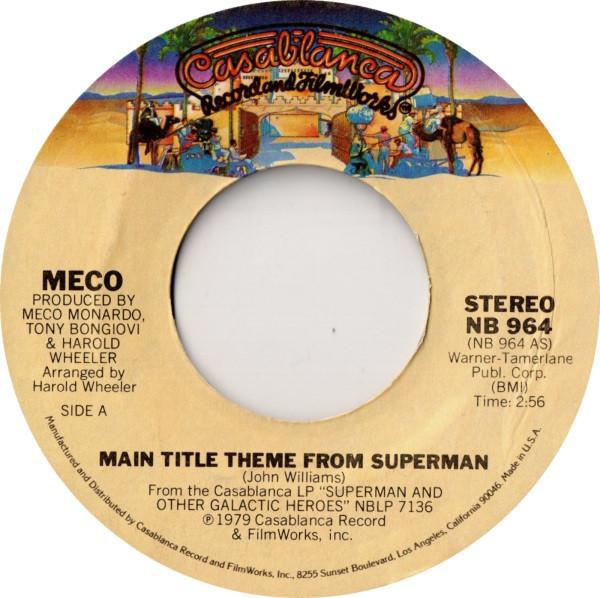 7inch Record MECO MONARDO - Main Title Theme From Superman NB964 Casablanca 1979 US Soul/Funk Used
7inch Record MECO MONARDO - Main Title Theme From Superman NB964 Casablanca 1979 US Soul/Funk Used
