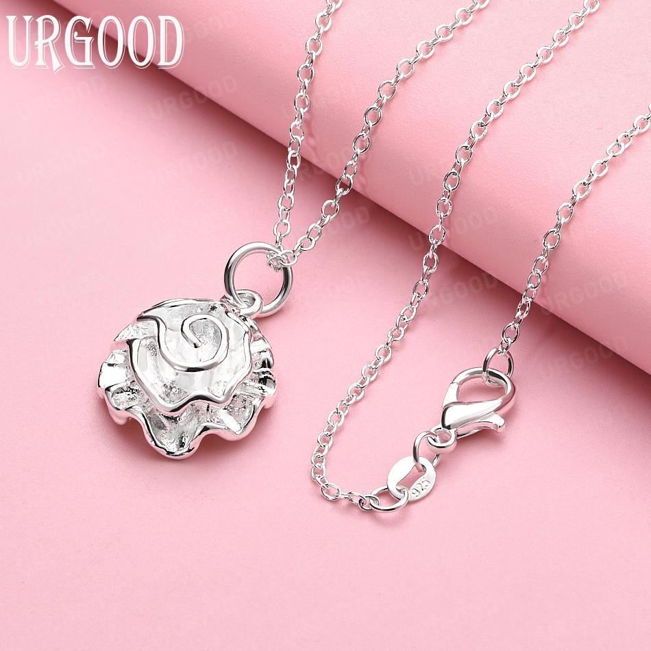 925 Sterling Silver Fashion Rose Pendant Necklace Wedding Jewelry 45cm
925 Sterling Silver Fashion Rose Pendant Necklace Wedding Jewelry 45cm