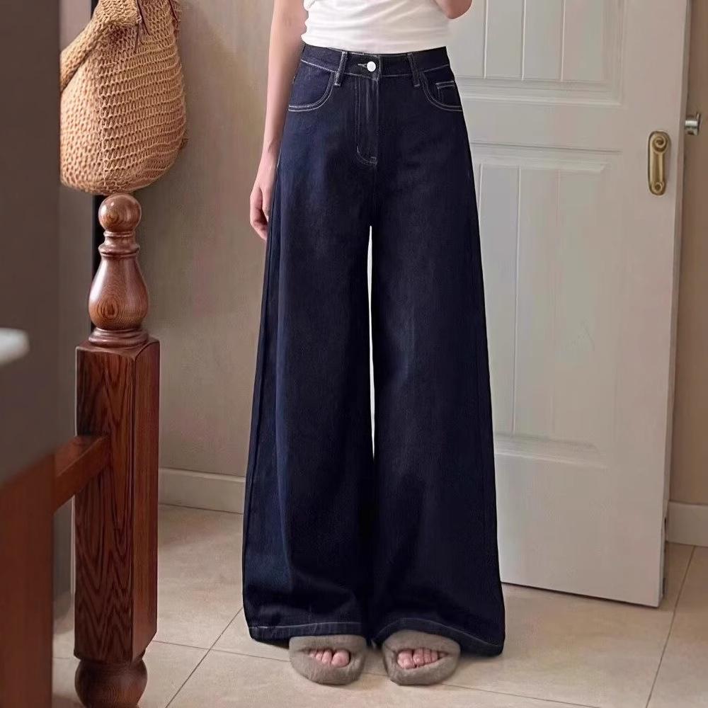 Women s Plus Size Dark Blue Retro Wide-Leg High-Waisted Jeans - Autumn/Winter Straight-Leg Floor-Length with Plush Lining M
Women s Plus Size Dark Blue Retro Wide-Leg High-Waisted Jeans - Autumn/Winter Straight-Leg Floor-Length with Plush Lining M