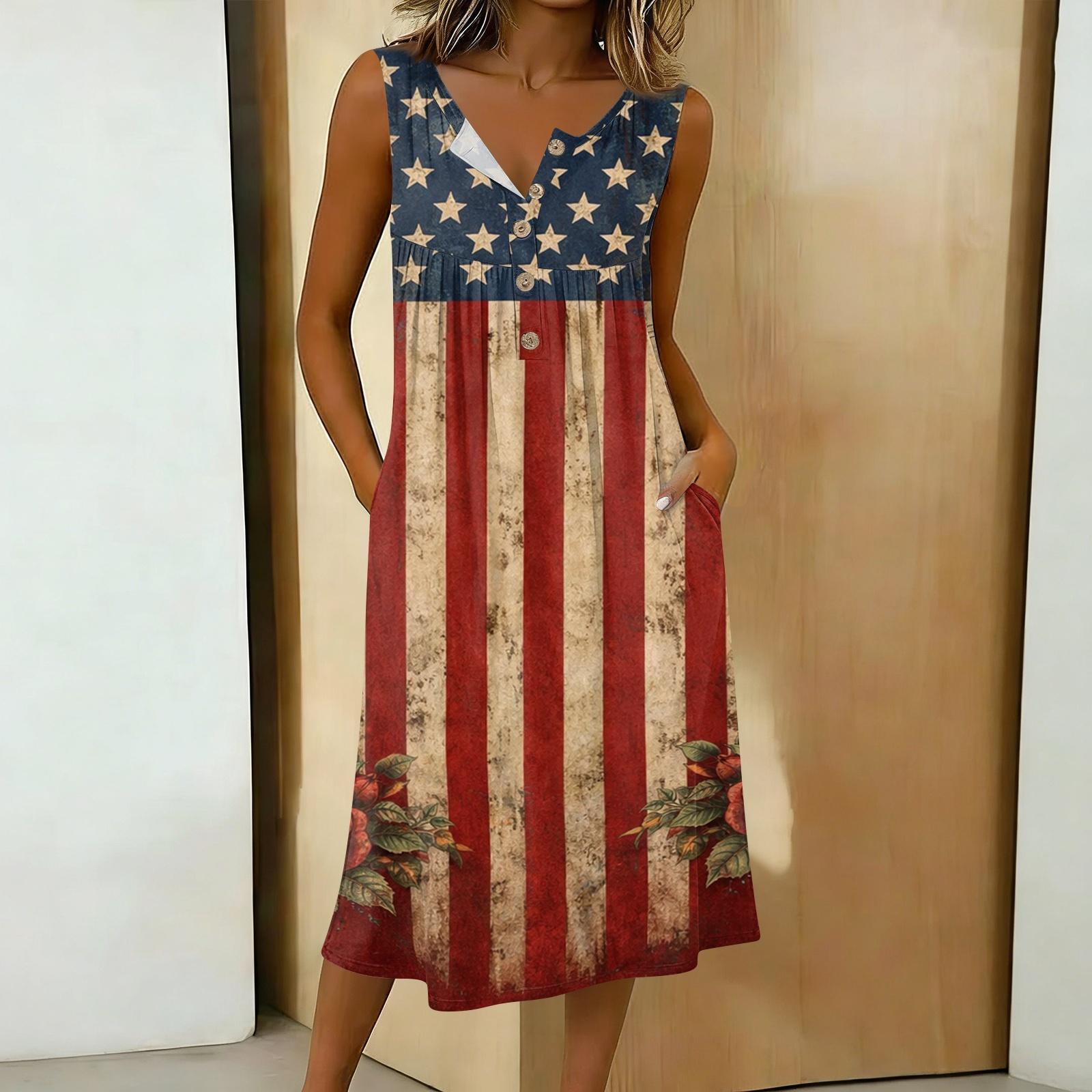 Sleeveless Midi Sundress with Flag Print and Floral Pattern 4th of july dress Independence day dress Casual Summer Outfit XL винний
Sleeveless Midi Sundress with Flag Print and Floral Pattern 4th of july dress Independence day dress Casual Summer Outfit XL винний