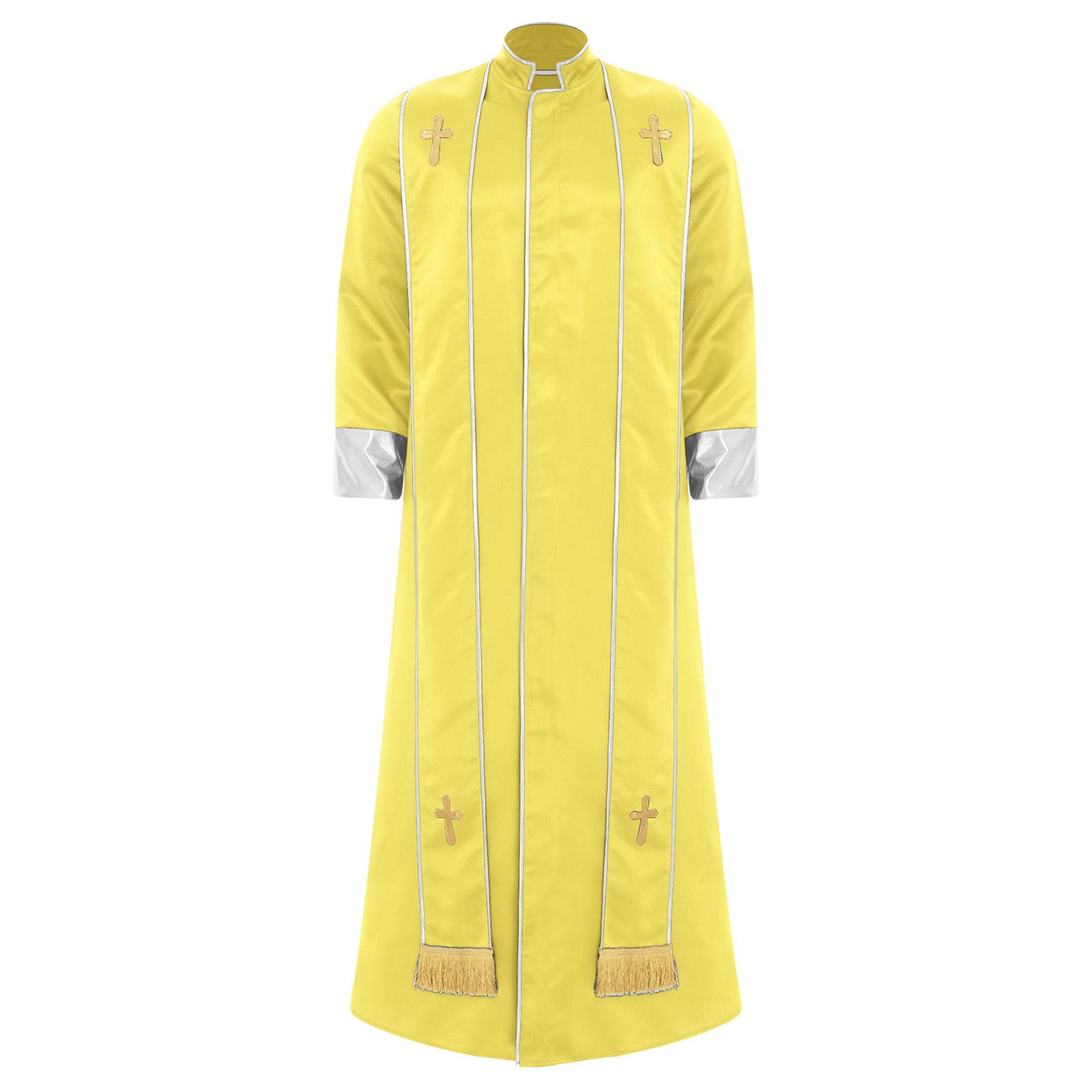 Mens Priest Costume Robe Stand Collar Long Sleeve Front Zip Gold Cross Cassock Vestments Catholic Halloween Cosplay
Mens Priest Costume Robe Stand Collar Long Sleeve Front Zip Gold Cross Cassock Vestments Catholic Halloween Cosplay