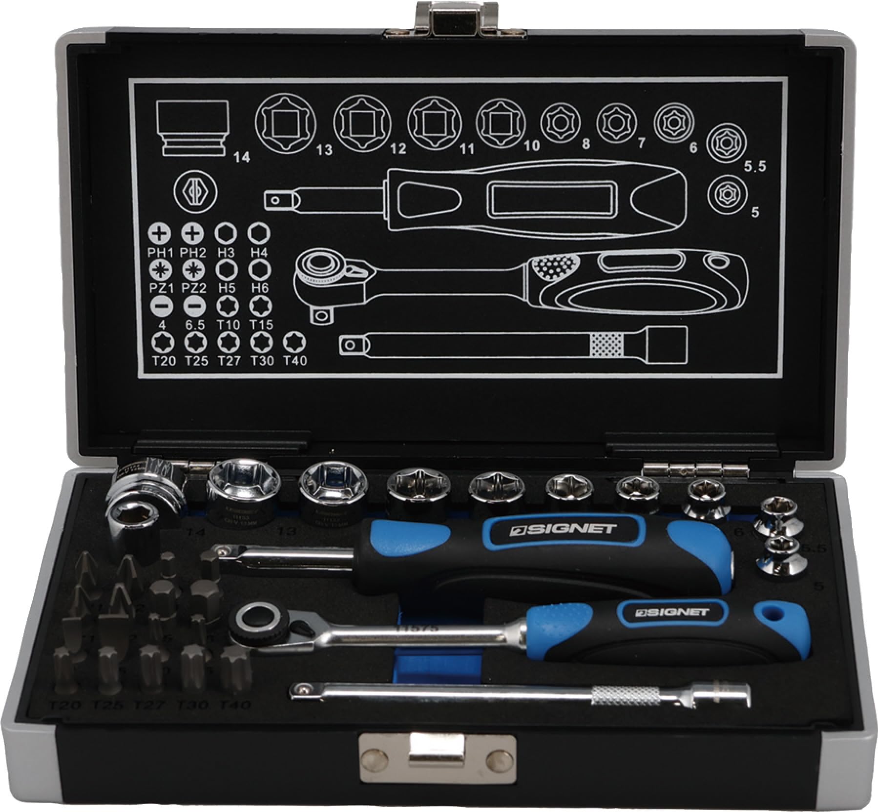 SIGNET 11121 DR Short Socket Bit Set 1/4 31-Piece & (Hex)
SIGNET 11121 DR Short Socket Bit Set 1/4 31-Piece & (Hex)
